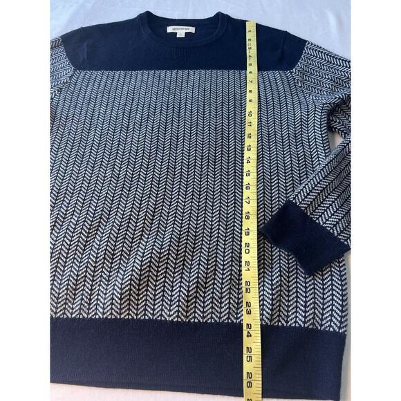 Goodthreads Men's Size L Wool Blend Striped Sweater Navy Blue Pullover Winter - Picture 7 of 9